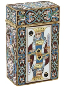 RUSSIAN GILT SILVER CLOISONNE ENAMEL CARD CASE