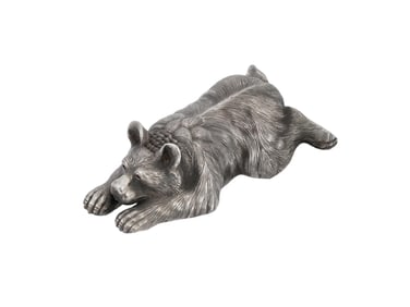RUSSIAN 84 SILVER RUBY STONES FIGURINE OF BEAR