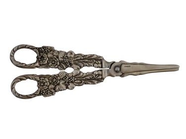 ANTIQUE STERLING SILVER GRAPE SCISSORS OR SHEARS