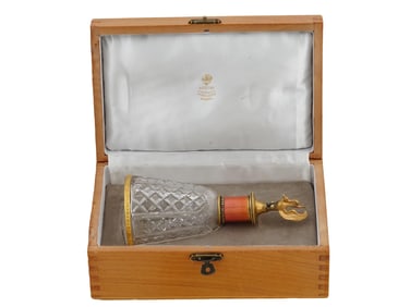 RUSSIAN GILT SILVER ENAMEL DIAMONDS PERFUME BOTTLE