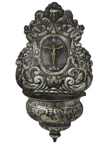 ANTIQUE STERLING SILVER HOLY WATER FONT BENETIER