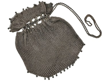 ANTIQUE AMERICAN CHAINMAIL SILVER MESH COIN PURSE