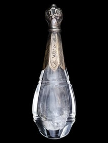 ANTIQUE 18TH C CUT GLASS SILVER PERFUME BOTTLE