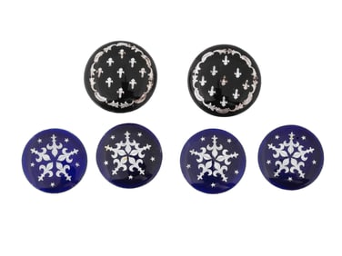 SIX FRENCH MINIATURE ENAMEL FLEUR DE LIS PLAQUES