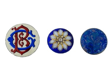 THREE ANTIQUE ENAMEL MINIATURE DECORATIVE PLAQUES