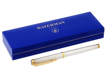 WATERMAN IDEAL 18K GOLD SILVER FOUNTAIN PEN IOB