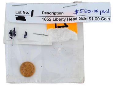 AMERICAN 1852 LIBERTY HEAD GOLD ONE 1 DOLLAR COIN