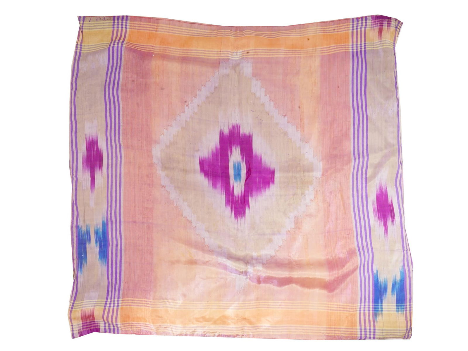 ANTIQUE QAJAR EMPIRE PURPLE SILK TEXTILE IKAT DASMAL (1 of 5)