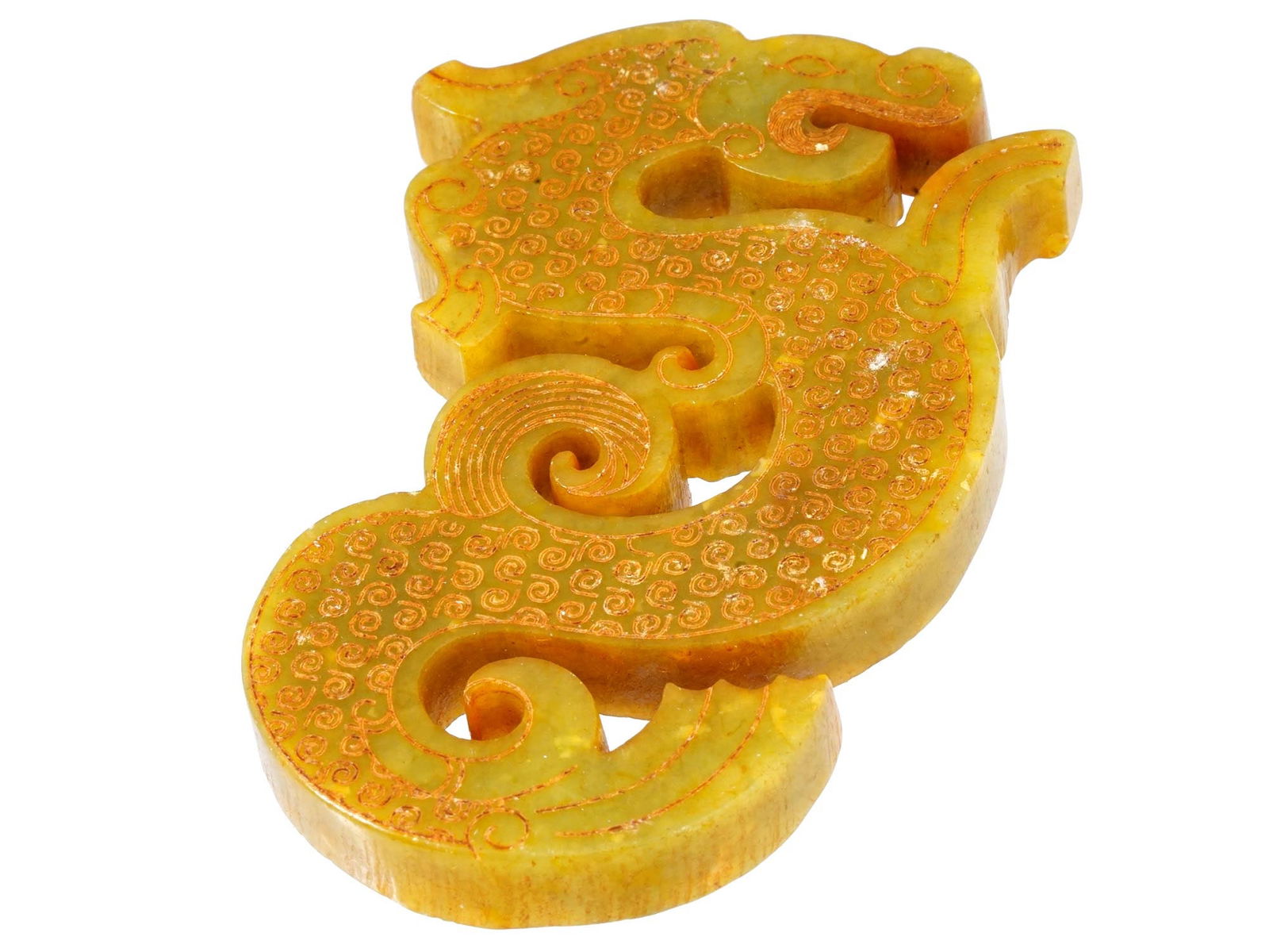 ANTIQUE CHINESE DRAGON CARVED JADE AMULET PENDANT (1 of 5)