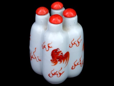 VINTAGE CHINESE REPUBLIC PERIOD SNUFF BOTTLE QUADRUPLE