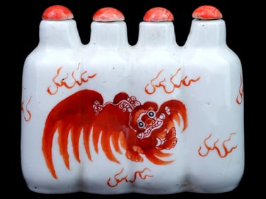 VINTAGE CHINESE REPUBLIC PERIOD SNUFF BOTTLE QUADRUPLE