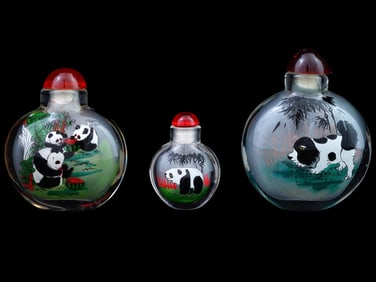 VINTAGE ORIENTAL CHINESE REVERSE PAINTED SNUFF BOTTLES