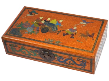 ANTIQUE CHINESE QING DYNASTY LACQUER WOODEN JEWELRY BOX