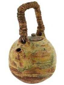 JAPANESE SHOWA CERAMIC TEAPOT WITH ROPE HANDLE