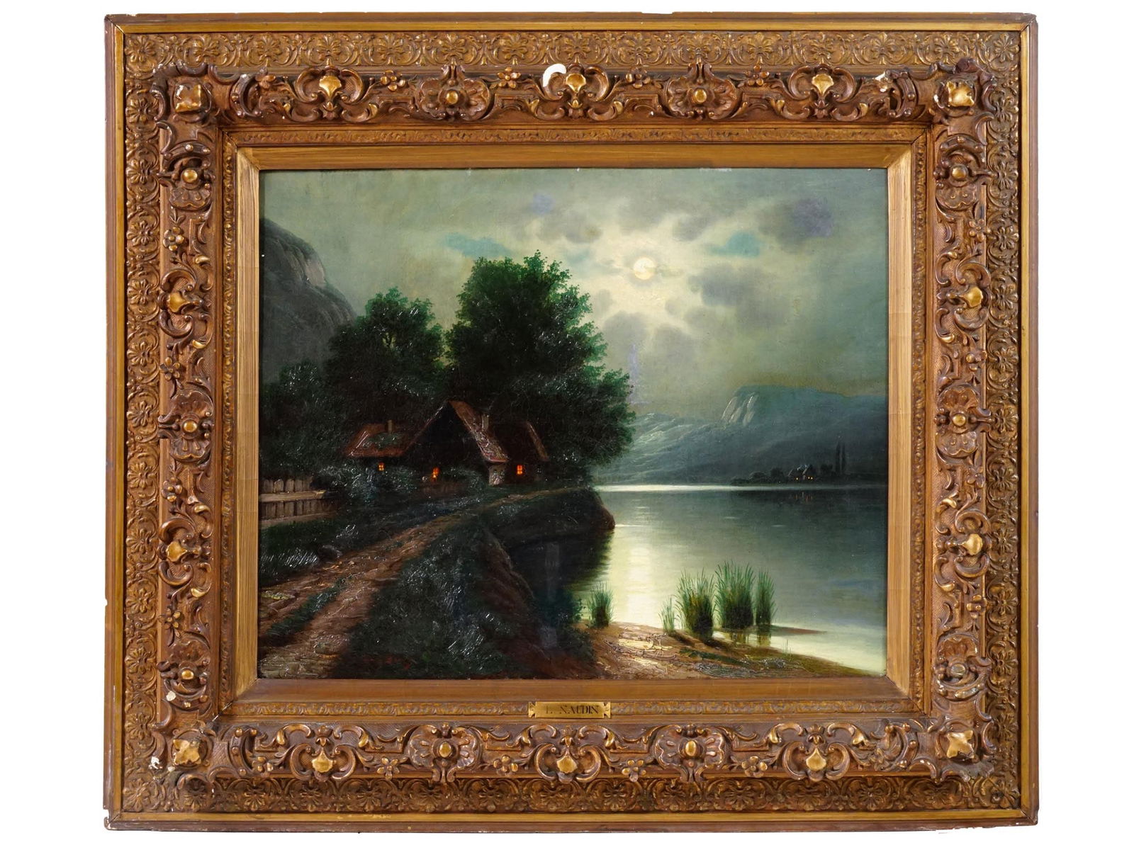 FRENCH RIVER LANDSCAPE OIL PAINTING BY L. NAUDIN (1 of 8)