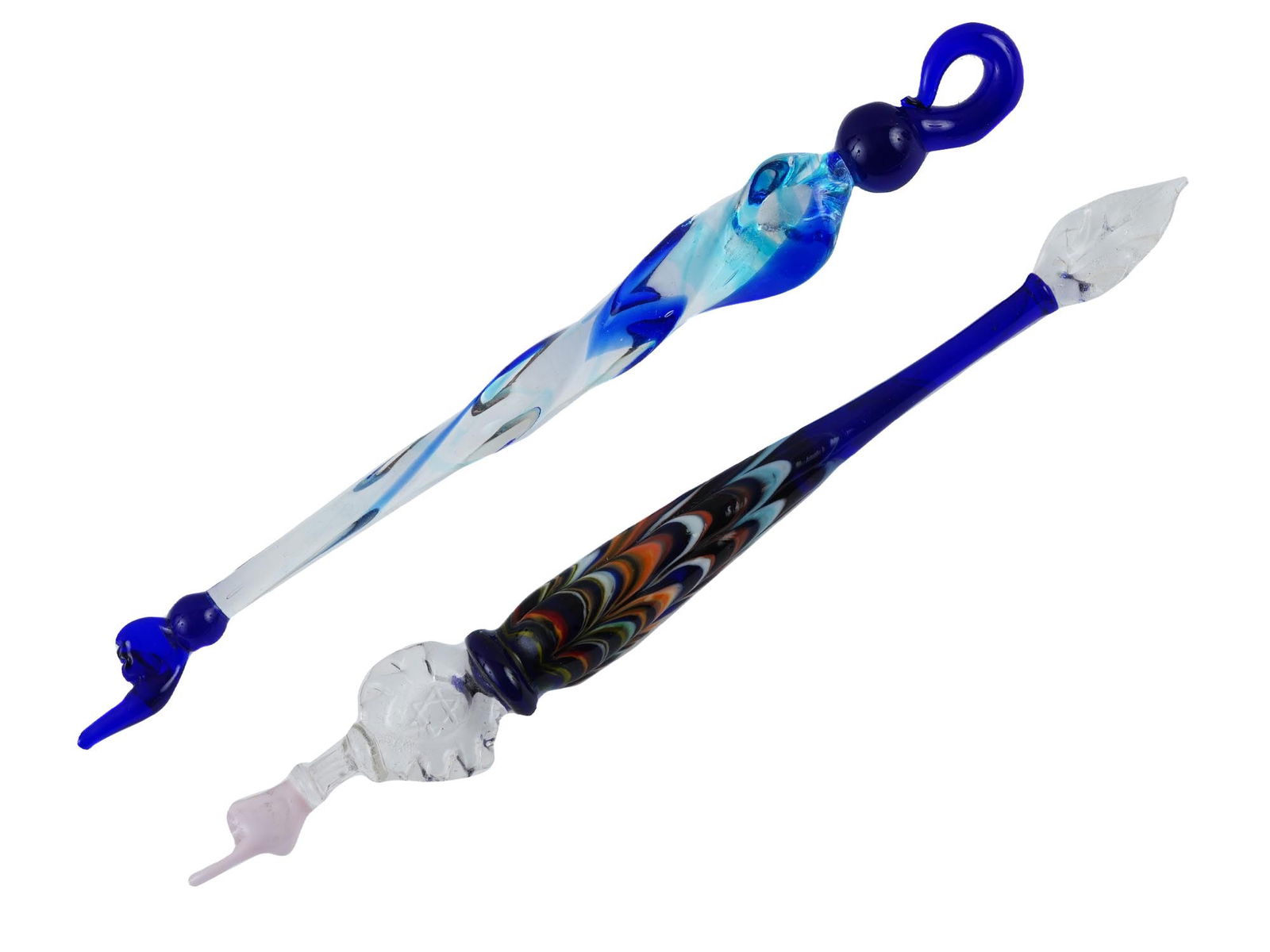 TWO ITALIAN JUDAICA MURANO GLASS TORAH POINTERS (1 of 5)