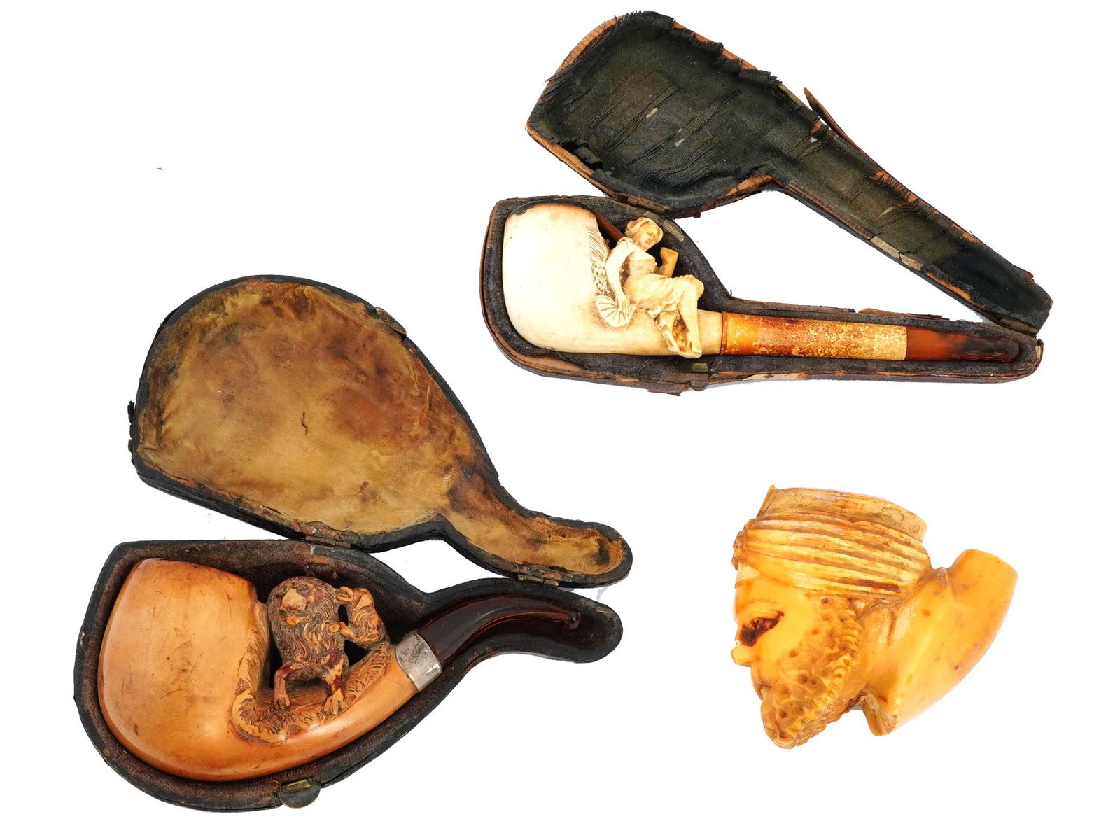 COLLECTION OF ANTIQUE SCULPTED HAND CARVED WOOD PIPES (1 of 10)