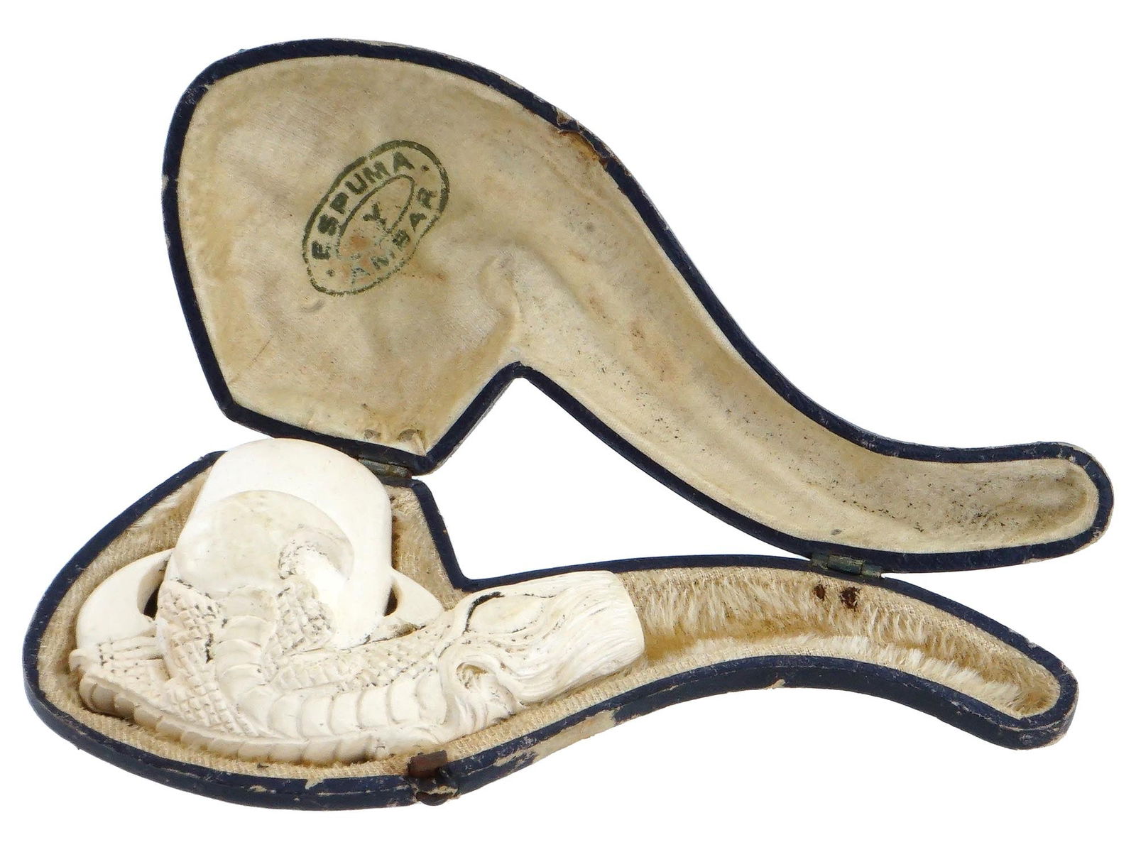 ANTIQUE CARVED MEERSCHAUM PIPE IN CASE (1 of 10)
