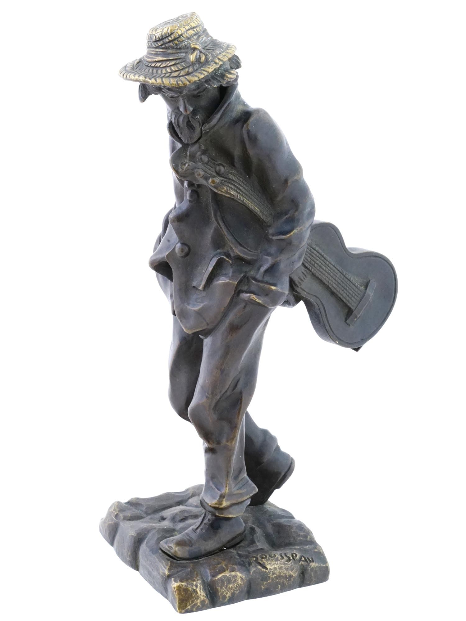 MAN WITH GUITAR BRONZE SCULPTURE BY VICTOR ROUSSEAU (1 of 12)