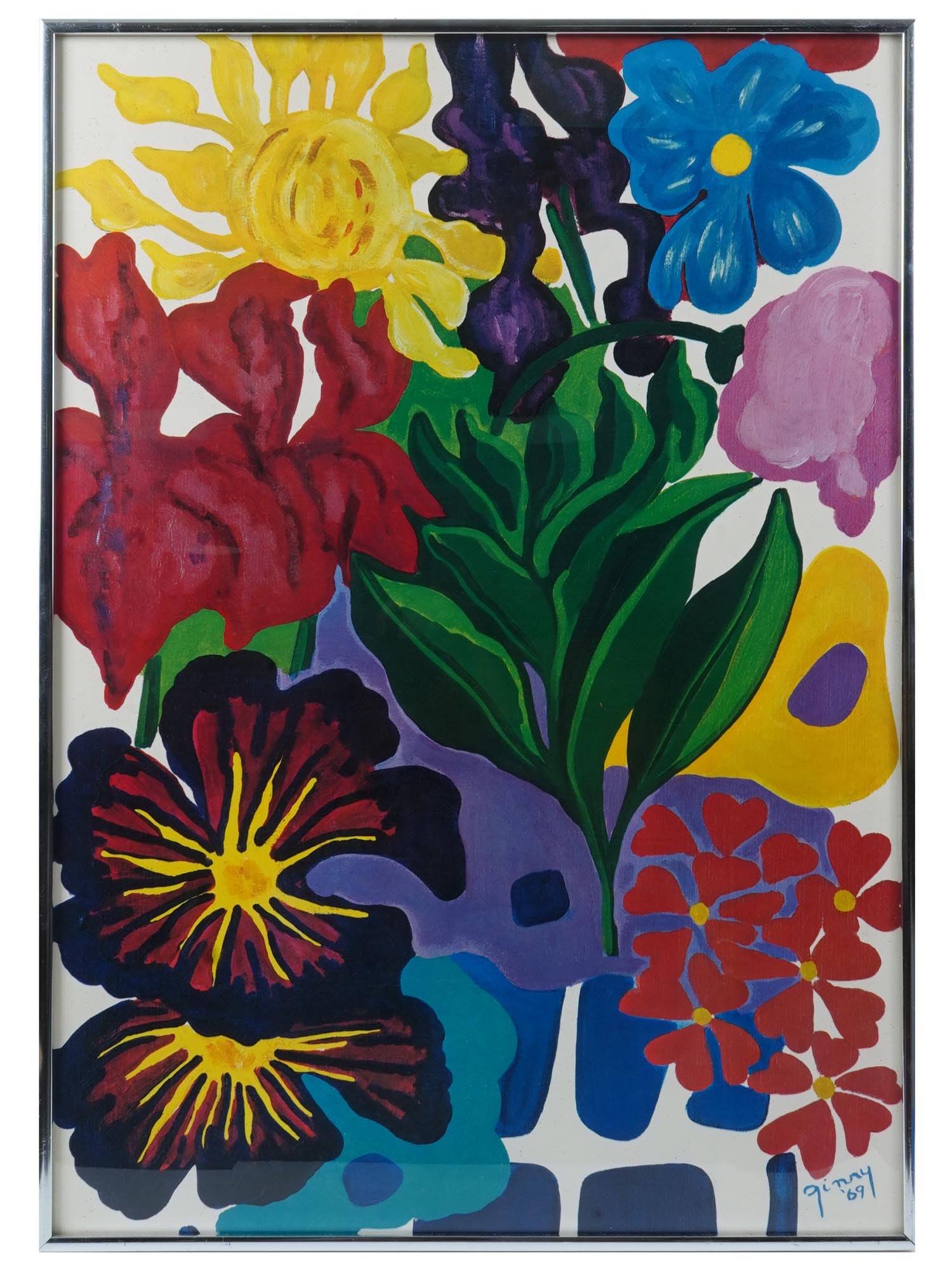VINTAGE COLOR WALL PRINT OF FLOWERS BY GINNY (1 of 4)