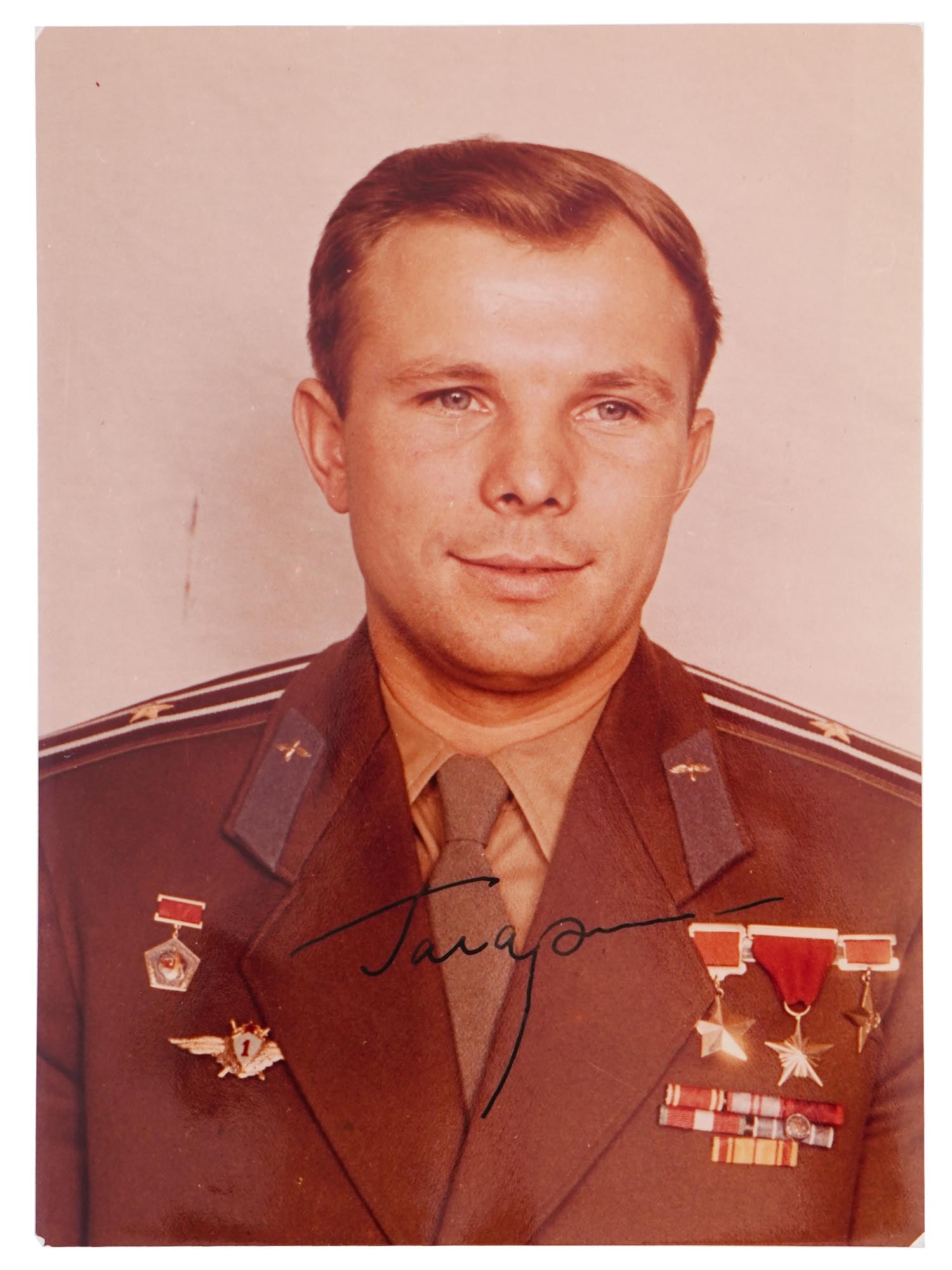 SOVIET PHOTO AUTOGRAPHED BY ASTRONAUT YURI GAGARIN (1 of 3)