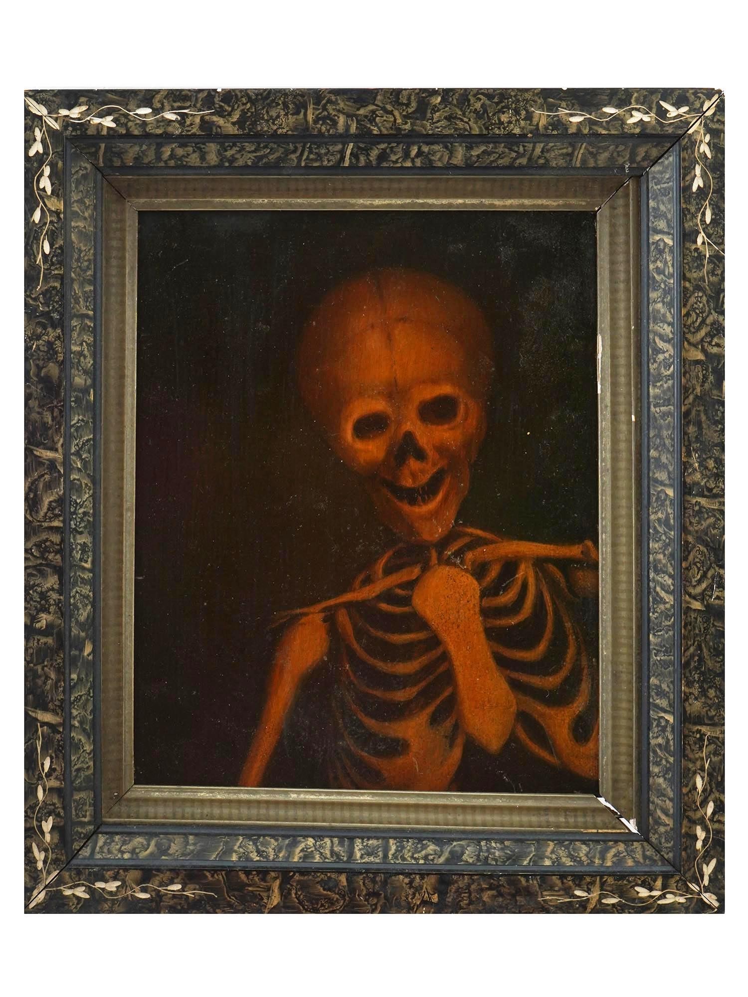 OIL PAINTING OF A SKELETON IN VICTORIAN FRAME (1 of 5)