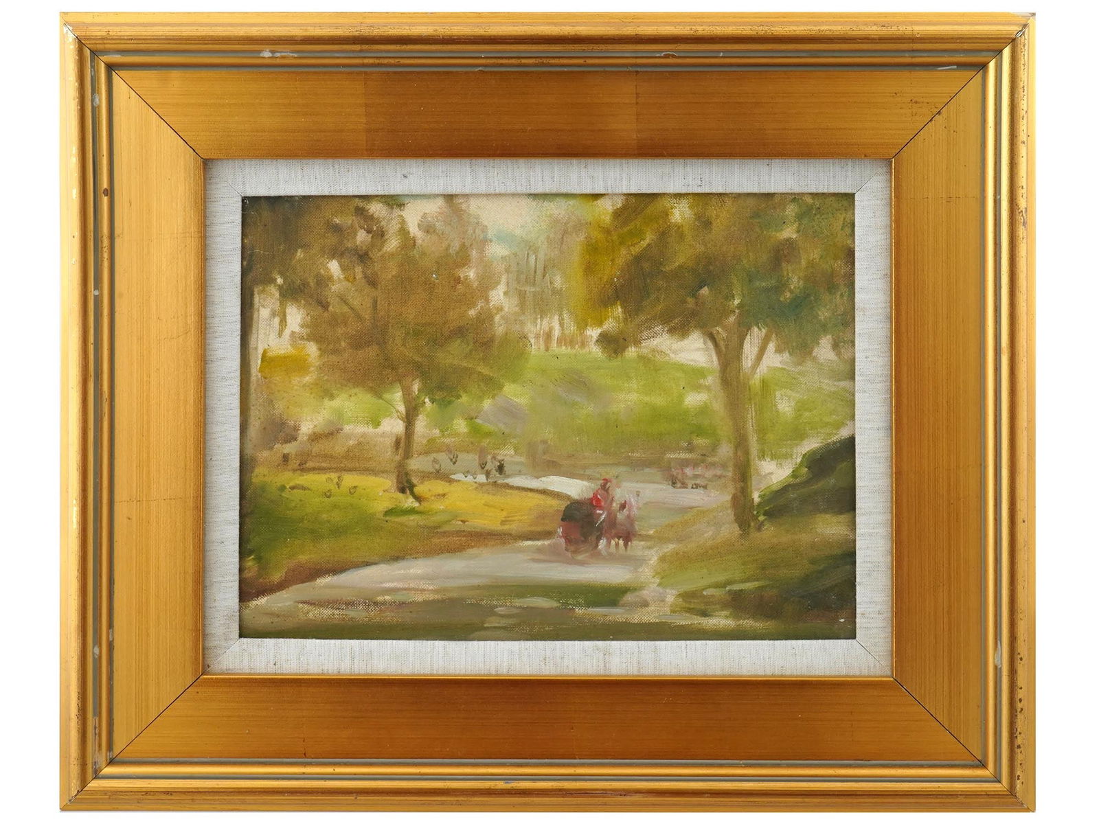 AMERICAN IMPRESSIONIST MANNER CENTRAL PARK OIL PAINTING (1 of 3)