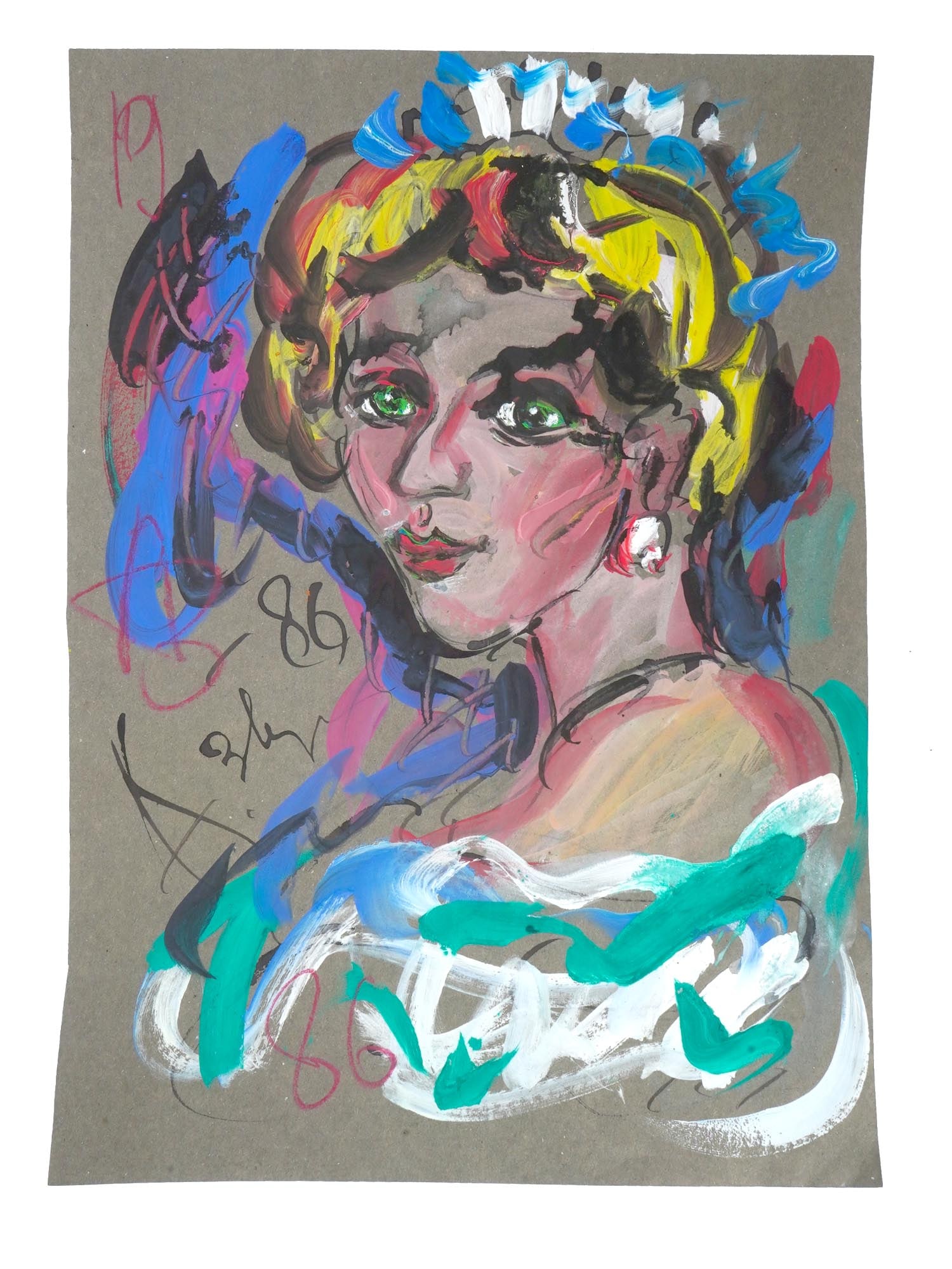 RUSSIAN WOMAN MIXED MEDIA PAINTING BY ANATOLY ZVEREV (1 of 5)