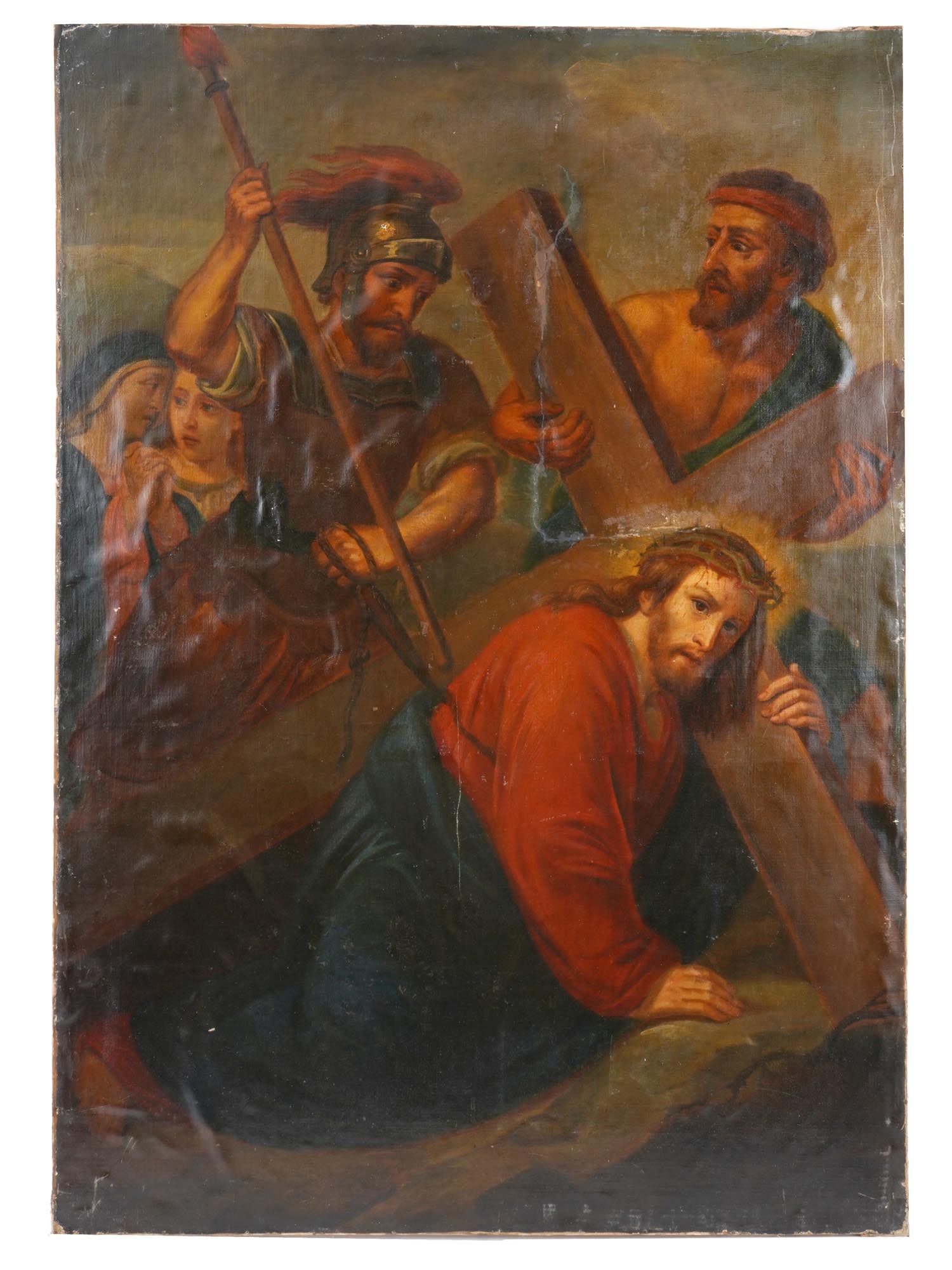 18TH CONTINENTAL OIL PAINTING CHRIST CARRYING THE CROSS (1 of 8)