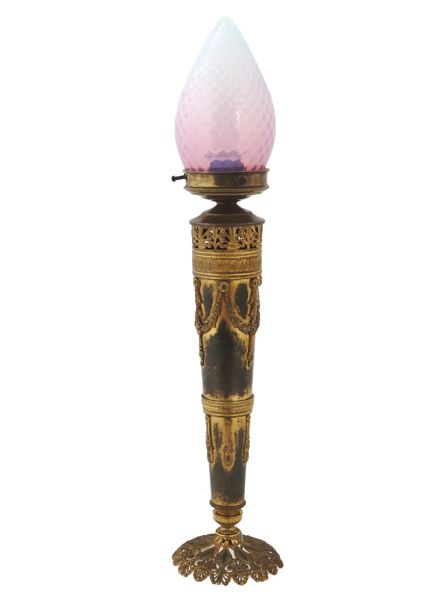ANTIQUE GILT BRONZE TORCH SHAPED TABLE LAMP (1 of 6)