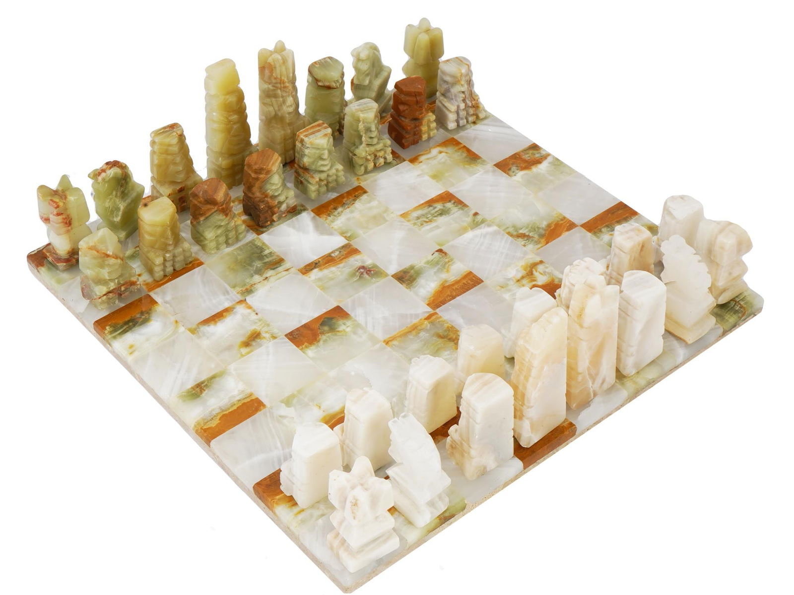 HANDCRAFTED NATURAL ONYX STONES FULL CHESS SET (1 of 11)