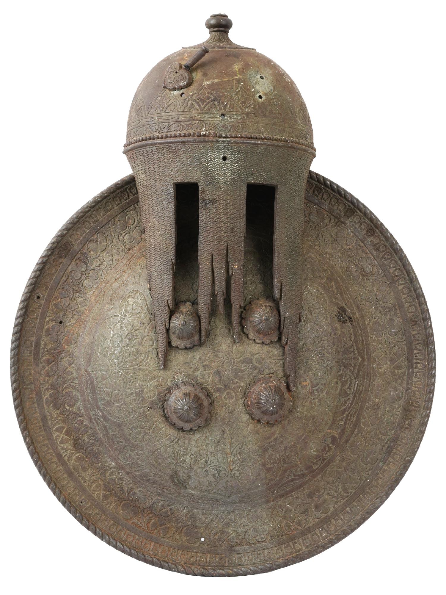 ANTIQUE PERSIAN STYLE SHIELD AND HELMET WALL LAMP (1 of 6)