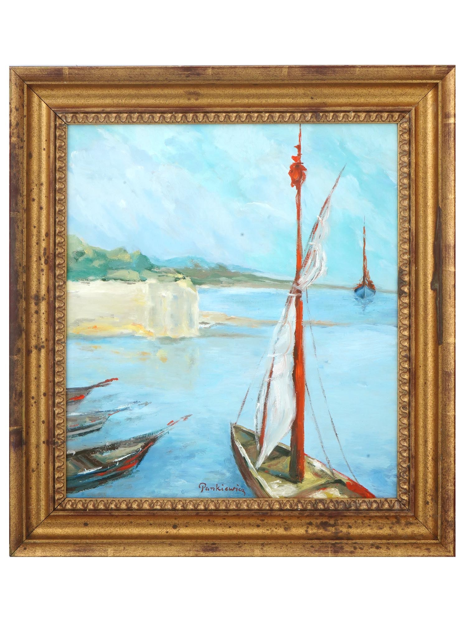 ATTR TO JOZEF PANKIEWICZ POLISH SEASCAPE OIL PAINTING (1 of 5)