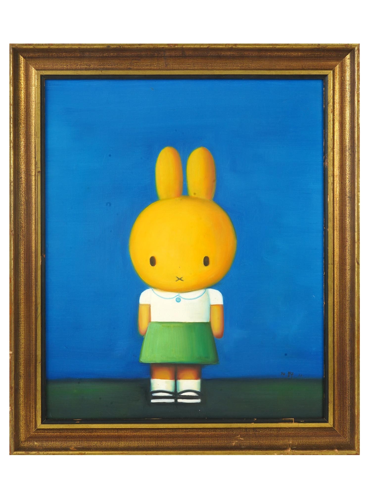 ATTR TO LIU YE CHINESE BUNNY PORTRAIT OIL PAINTING (1 of 4)