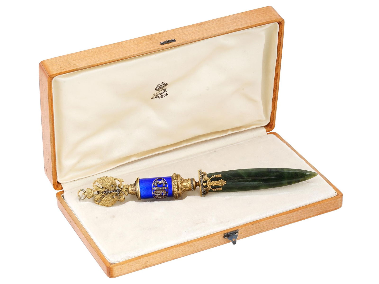 RUSSIAN GILT SILVER ENAMEL GEMSTONE LETTER OPENER (1 of 6)