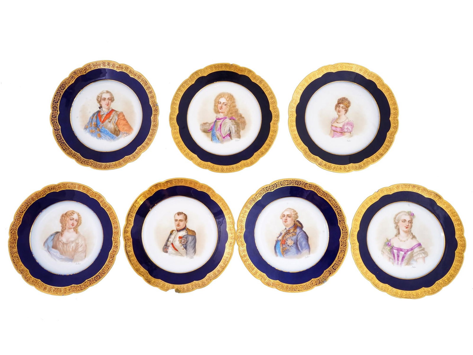 SET OF FRENCH SEVRES MANNER PORTRAIT PORCELAIN PLATES (1 of 12)