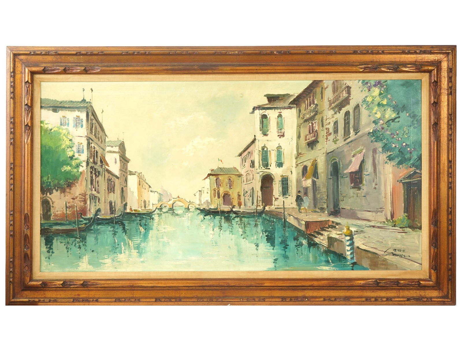 ITALIAN VENICE CANAL OIL PAINTING SIGNED BY ARTIST (1 of 5)