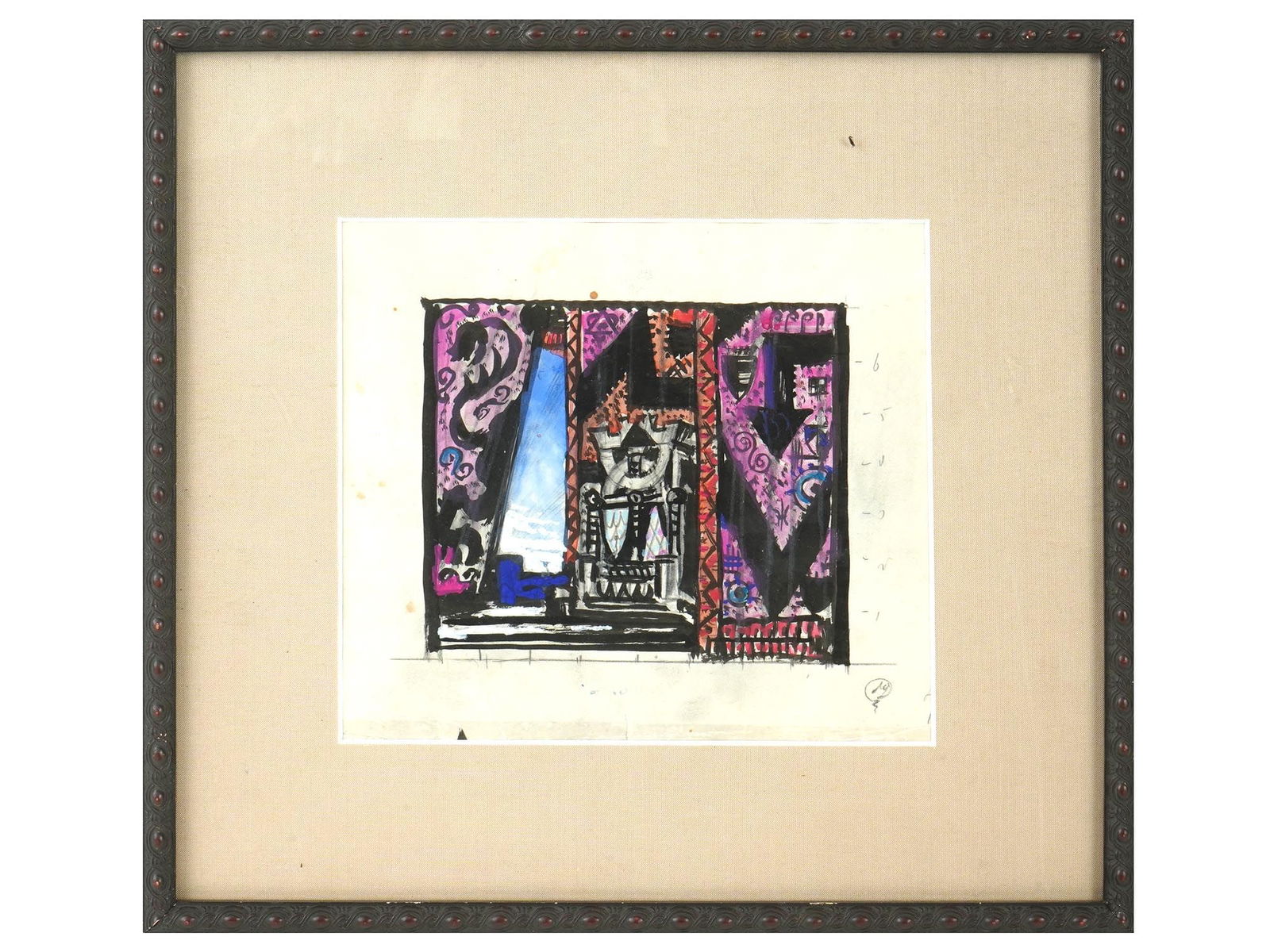 RUSSIAN MIXED MEDIA PAINTING BY MSTISLAV DOBUZHINSKI (1 of 5)