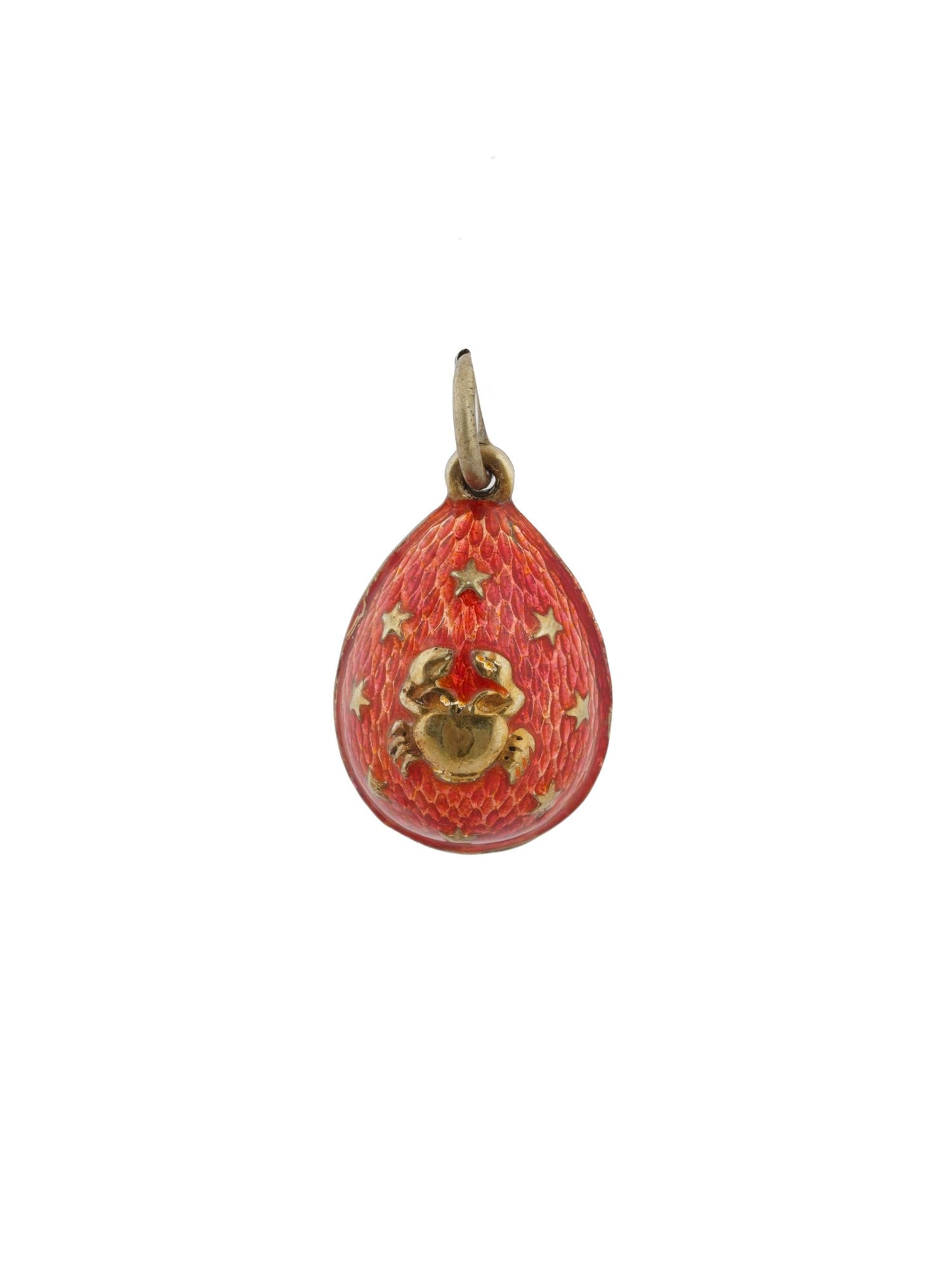 RUSSIAN GILT SILVER ENAMEL EASTER EGG PENDANT CANCER (1 of 5)