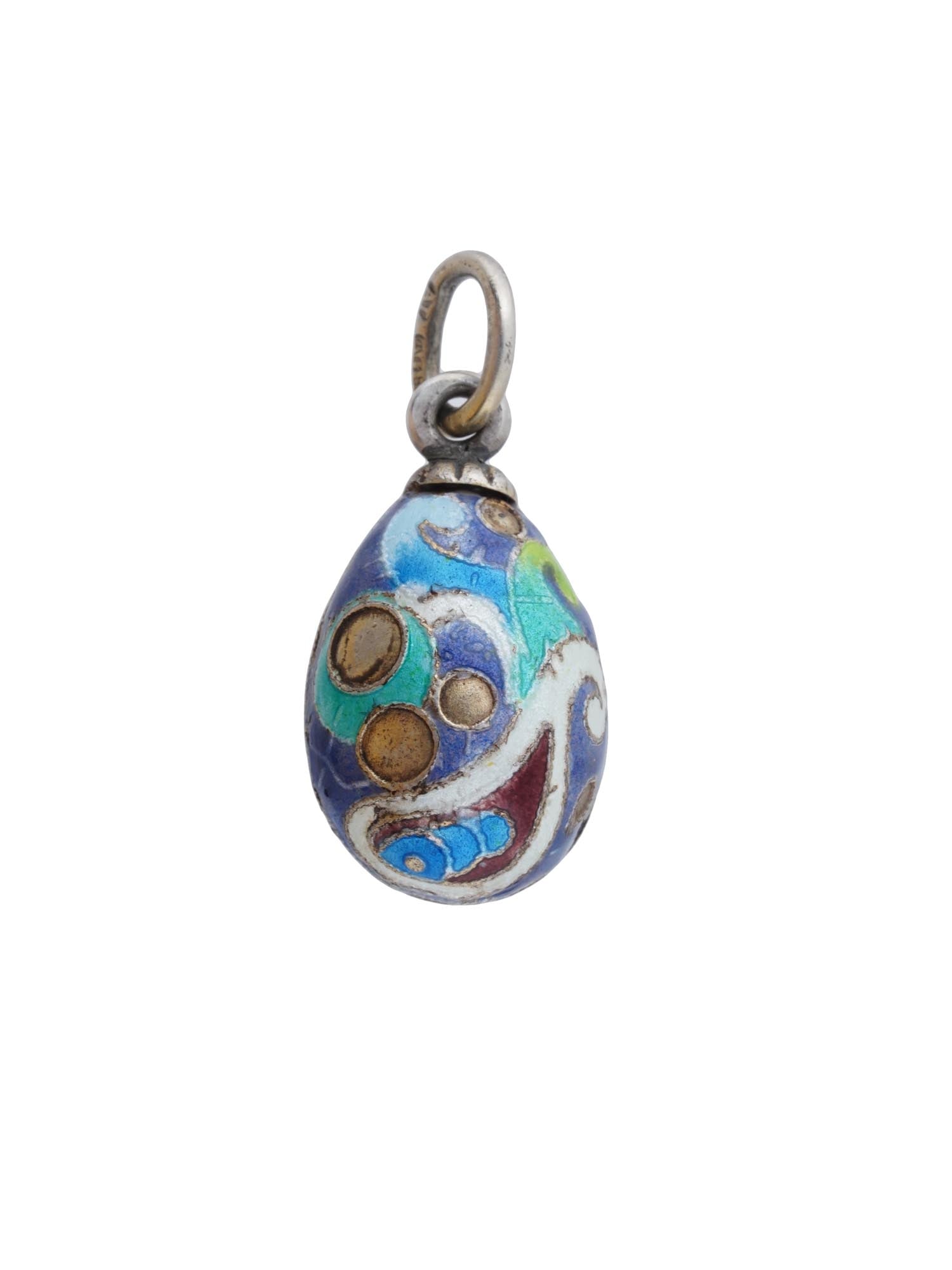 RUSSIAN 88 SILVER CLOISONNE ENAMEL EGG PENDANT (1 of 4)