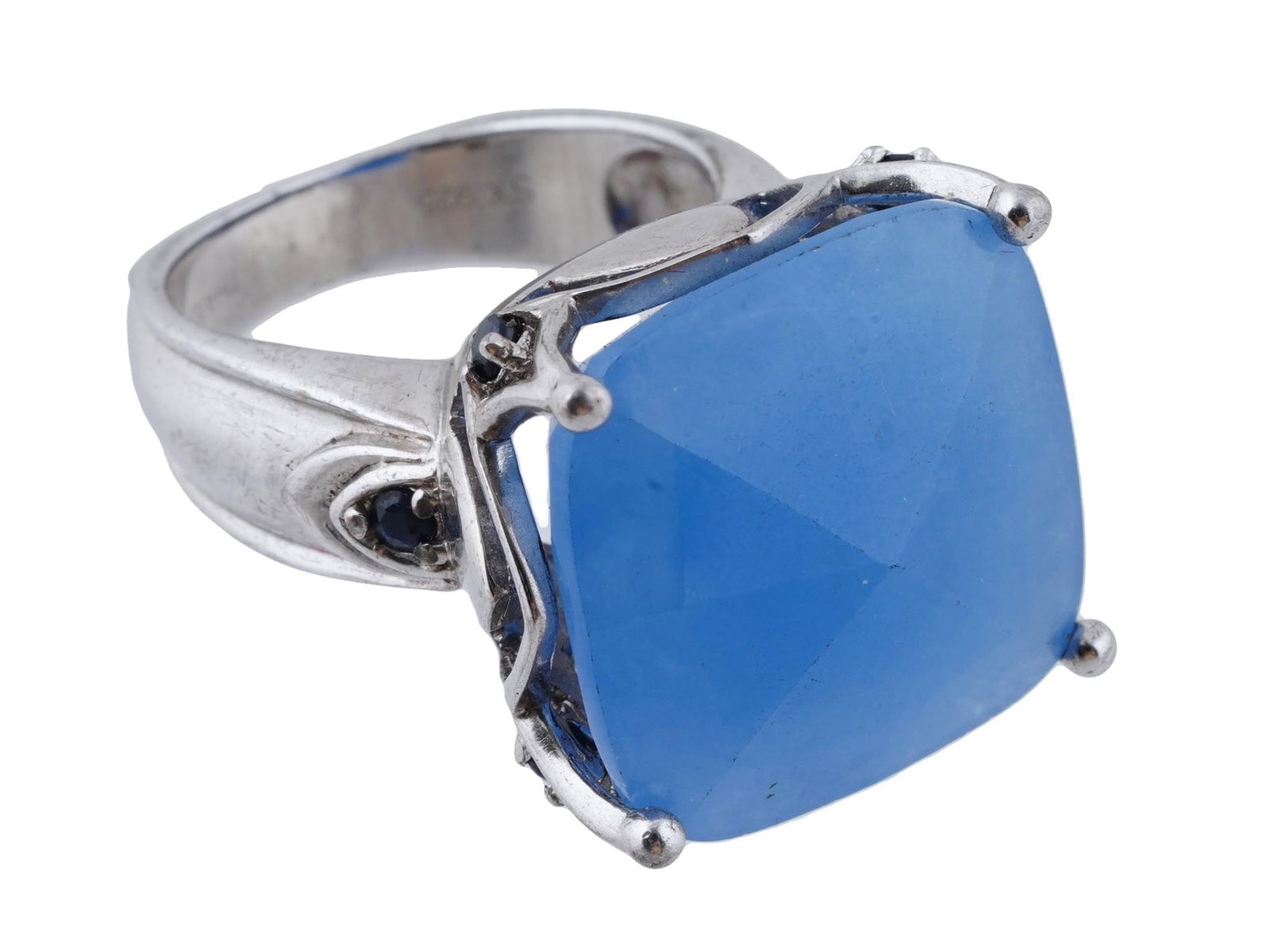STERLING SILVER BLUE CHALCEDONY STATEMENT RING (1 of 6)