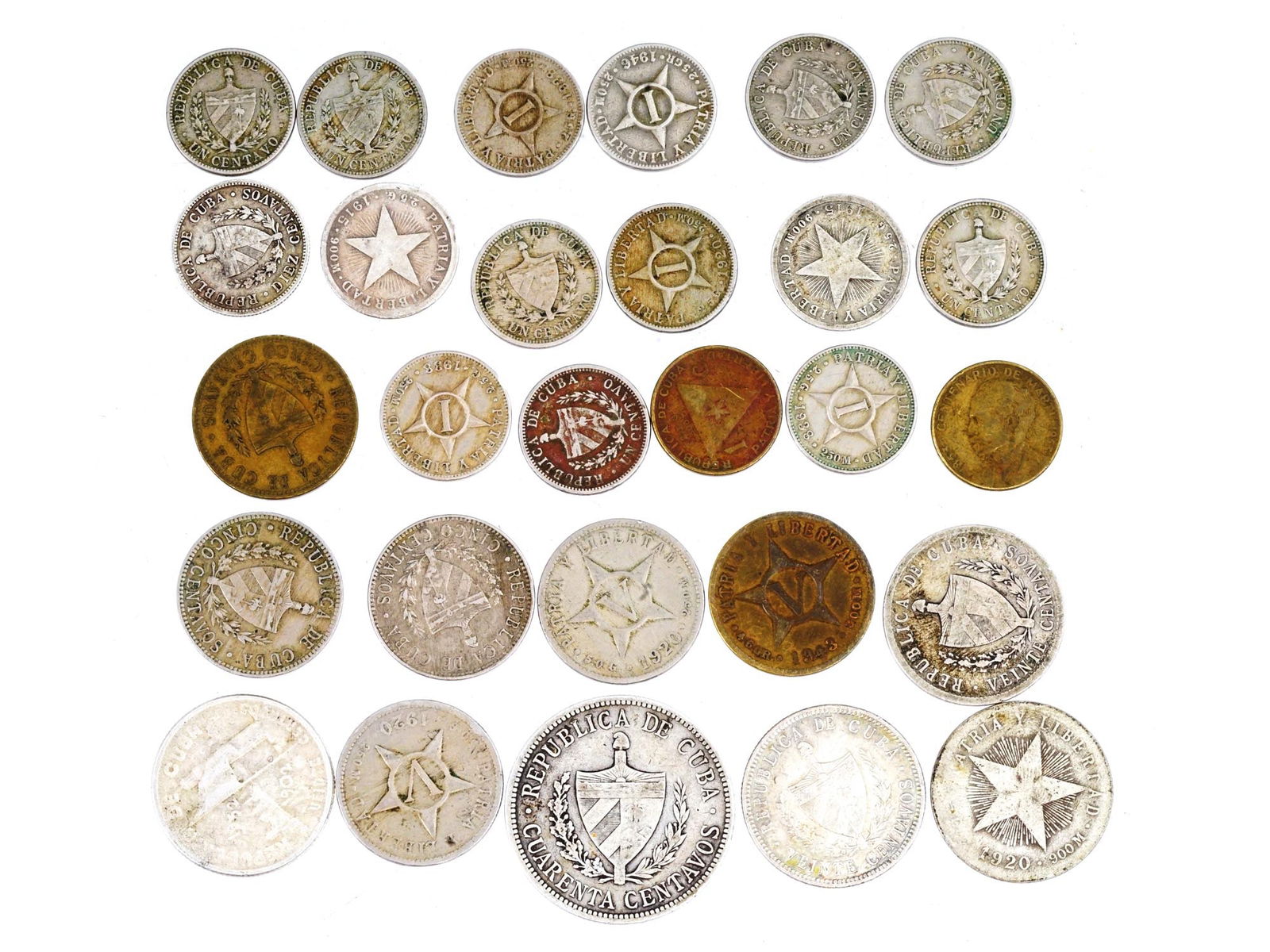 ANTIQUE AND VINTAGE SILVER COINS FROM CUBA (1 of 2)