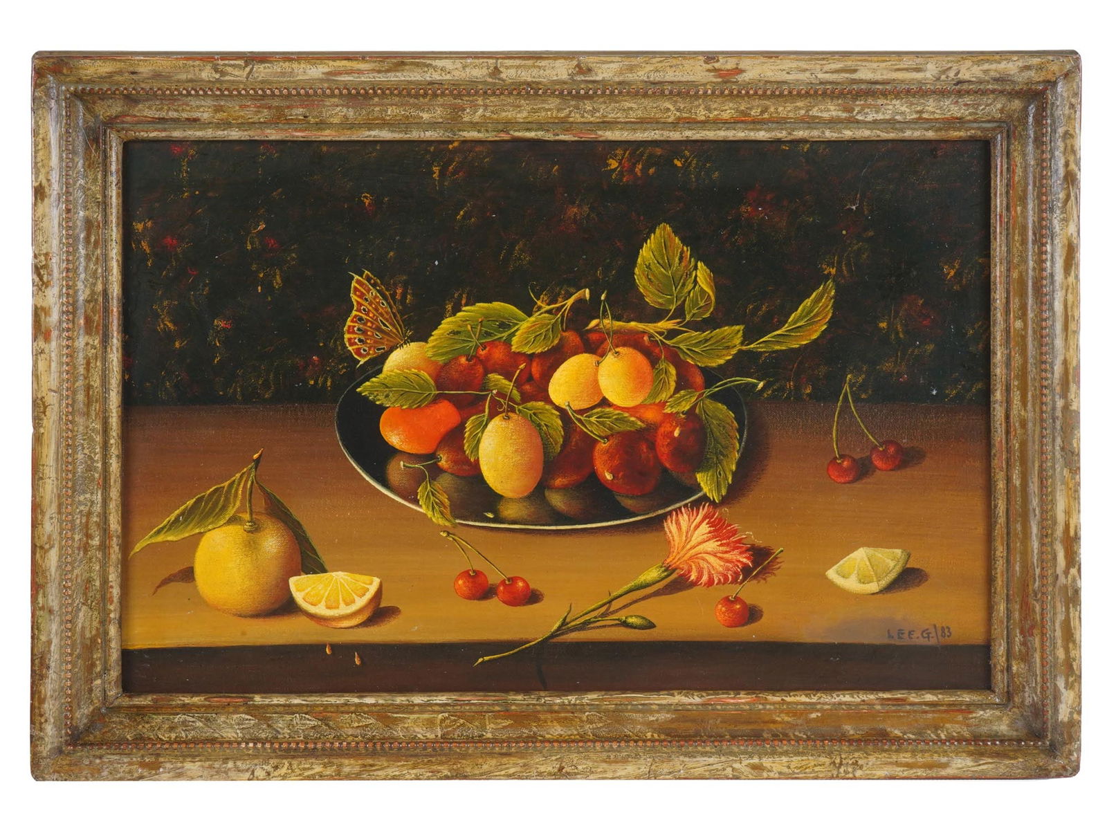 VINTAGE STILL LIFE WITH FRUIT OIL PAINTING SIGNED (1 of 5)