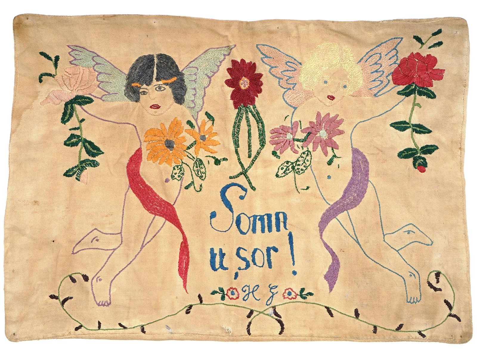 ANTIQUE SLAVIC HAND EMBROIDERED PILLOW COVER (1 of 5)