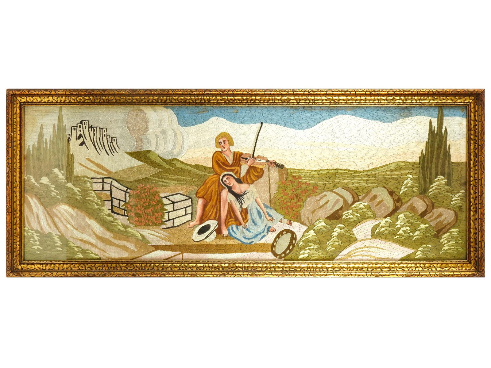 ANTIQUE VICTORIAN THREAD EMBROIDERY AFTER GALLAIT (1 of 5)