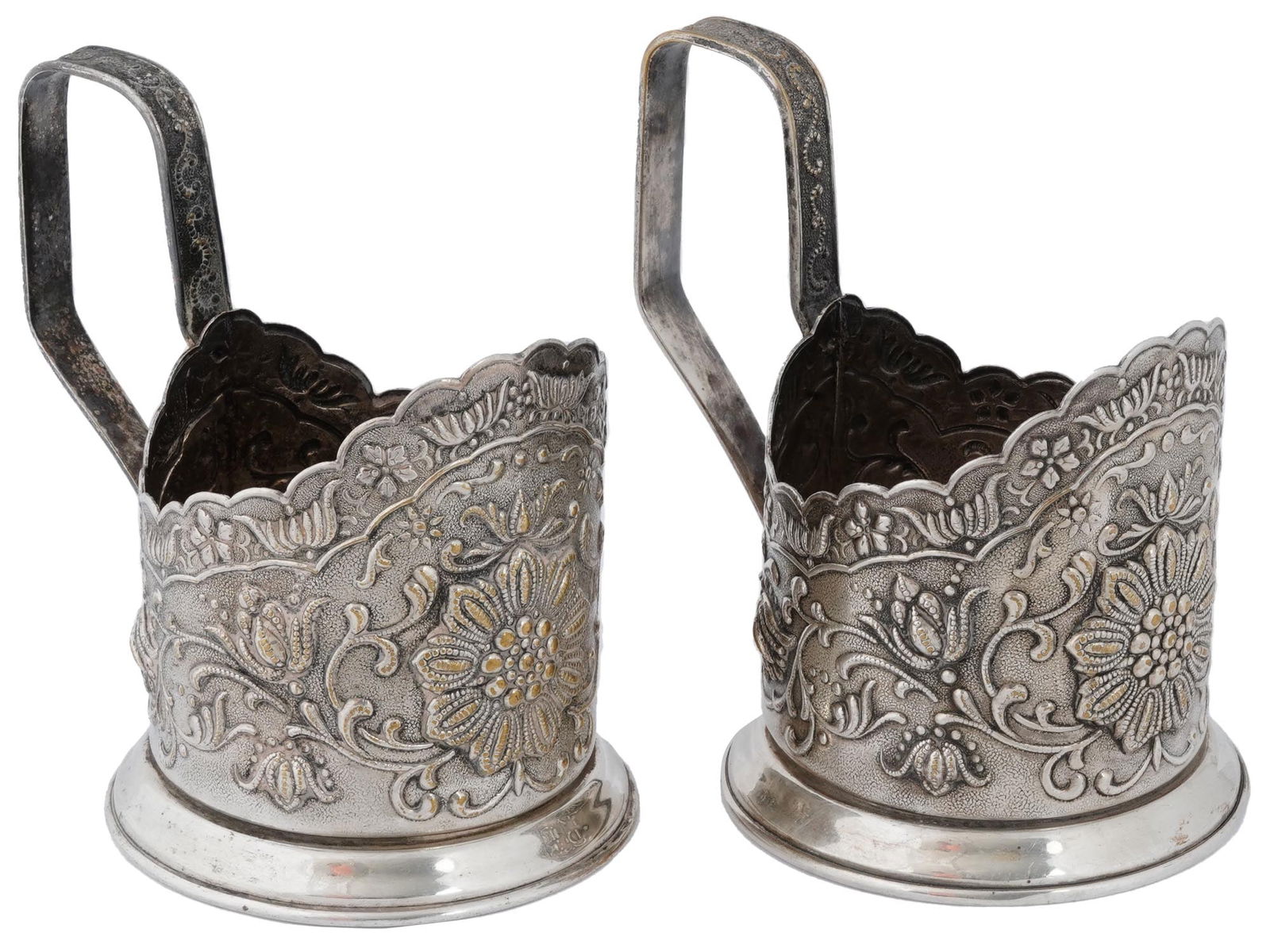 VINTAGE RUSSIAN SOVIET SILVER PLATED TEA GLASS HOLDERS (1 of 8)