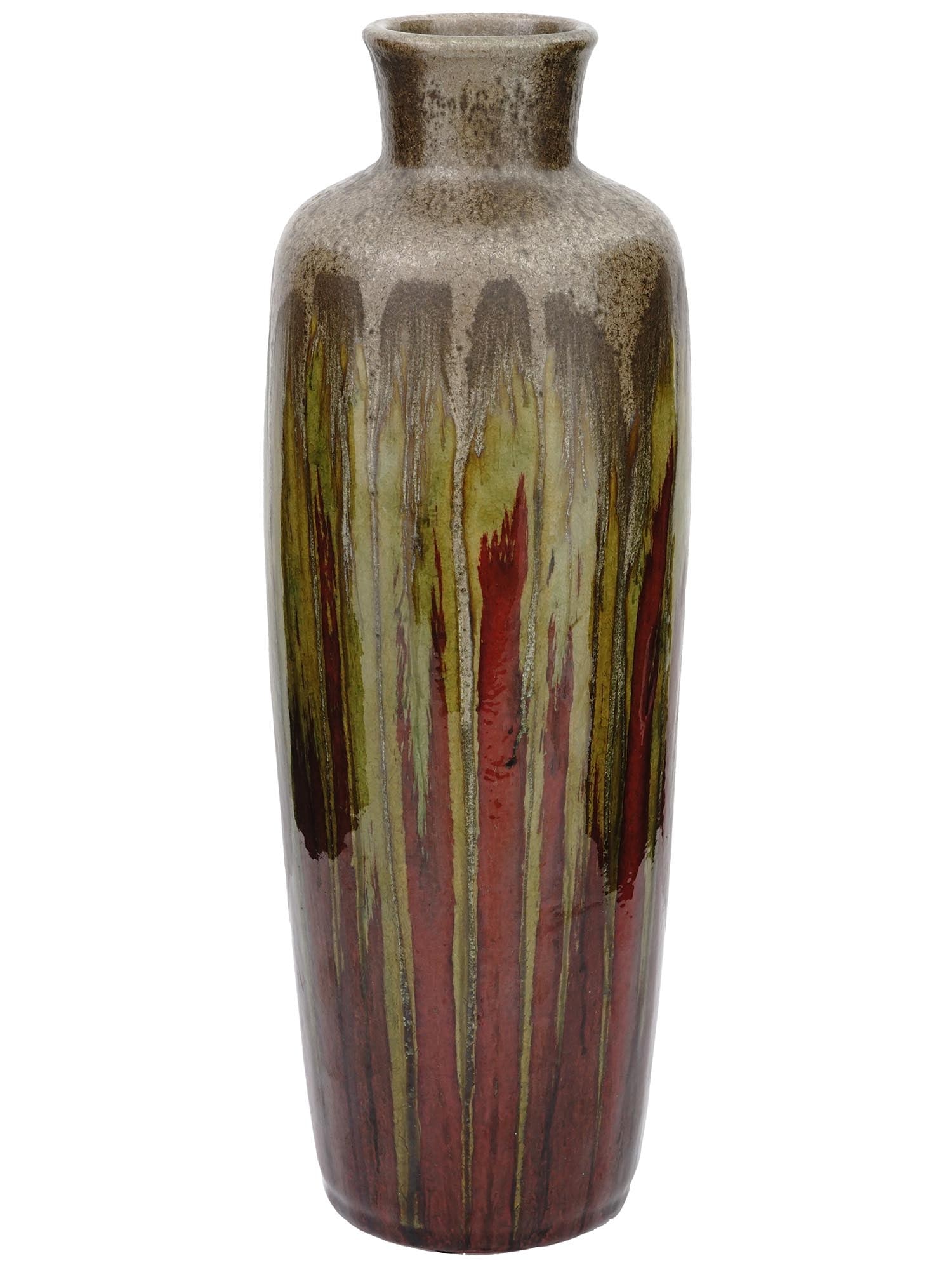 FRENCH ART DECO DRIP GLAZED STONEWARE VASE SIGNED (1 of 4)
