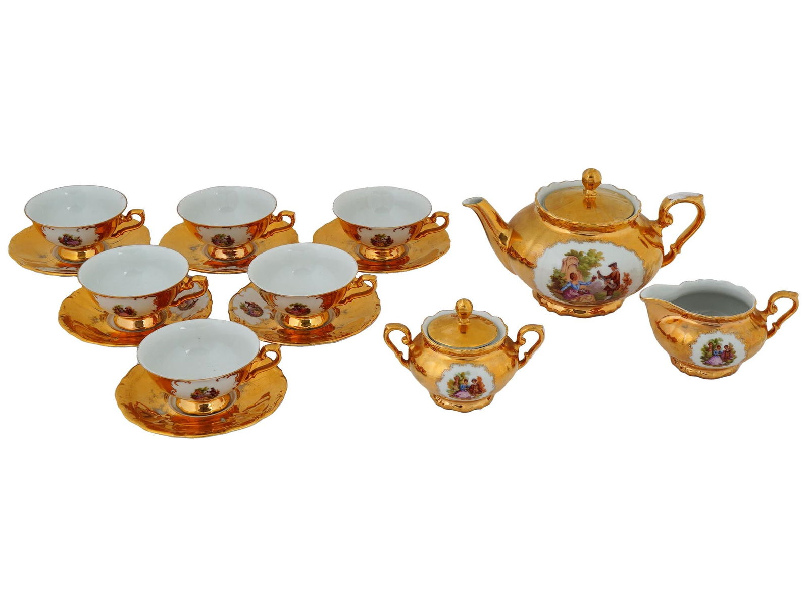 MID CENT TIRSCHEN BAVARIA GILT PORCELAIN TEA SERVICE (1 of 12)