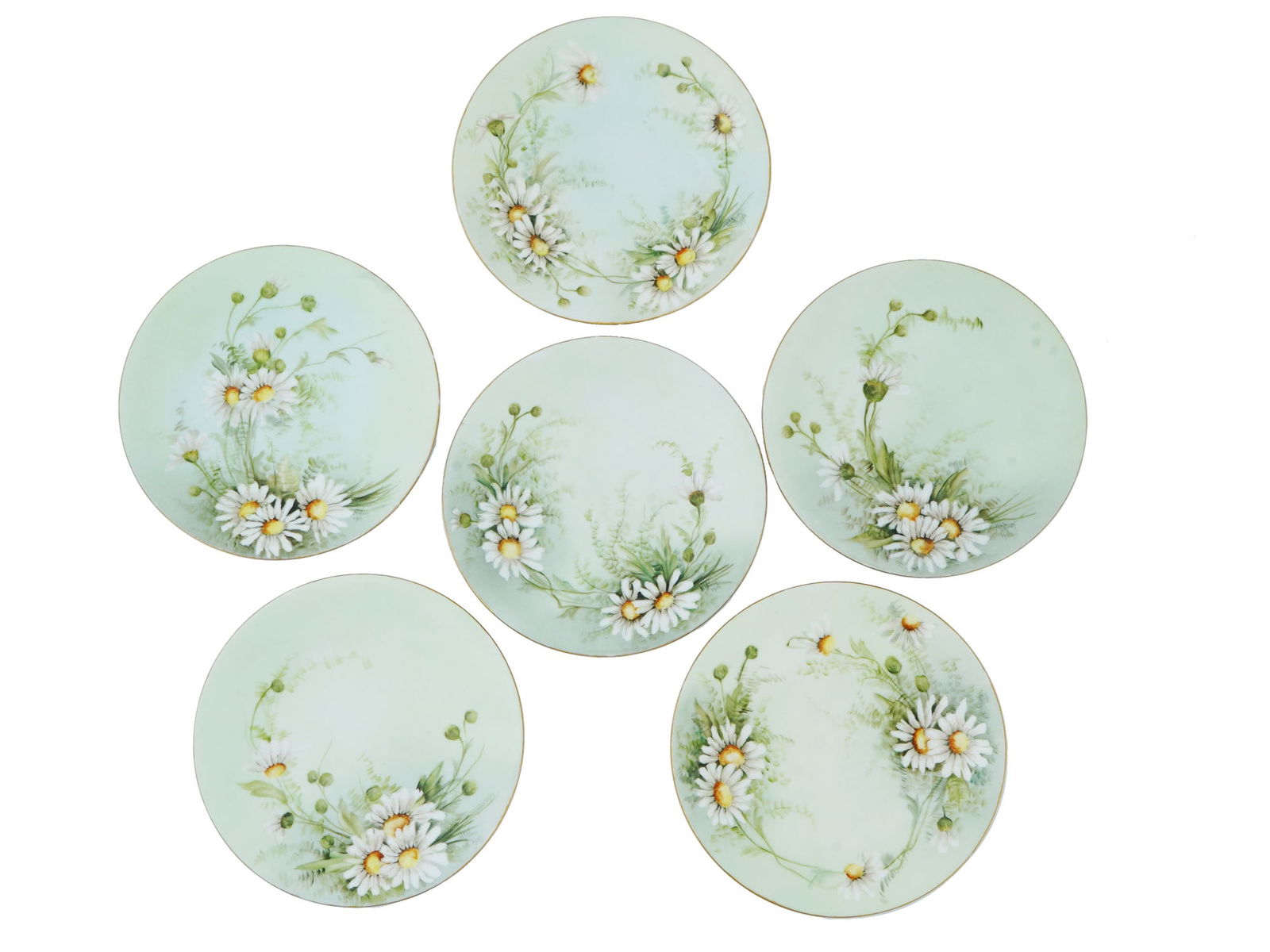 SET OF SIX LIMOGES FRENCH DINNER PLATES W DAISIES (1 of 4)