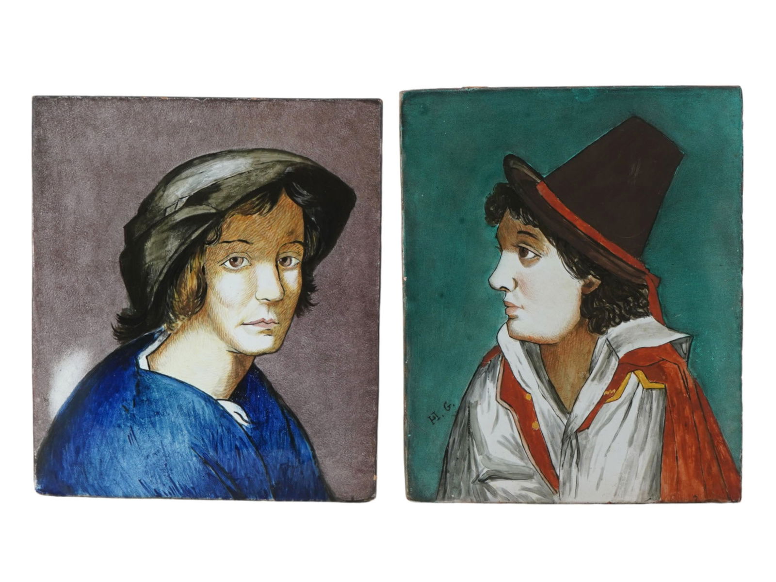 MID CENT TERRACOTTA PORTRAIT WALL PLAQUES SIGNED (1 of 8)